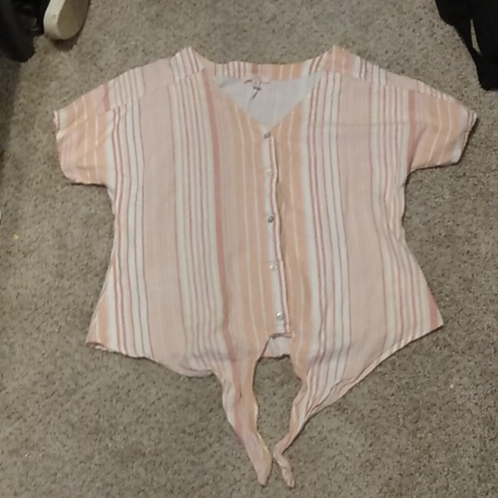 A como vintage striped pink  M button up t-shirt